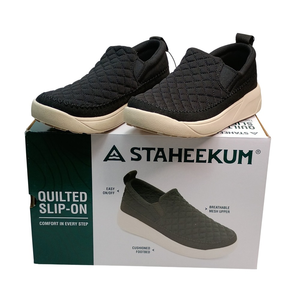Staheekum Quilted Slip-On Women Size 6 Black Breathable Mesh Cushioned Shoes